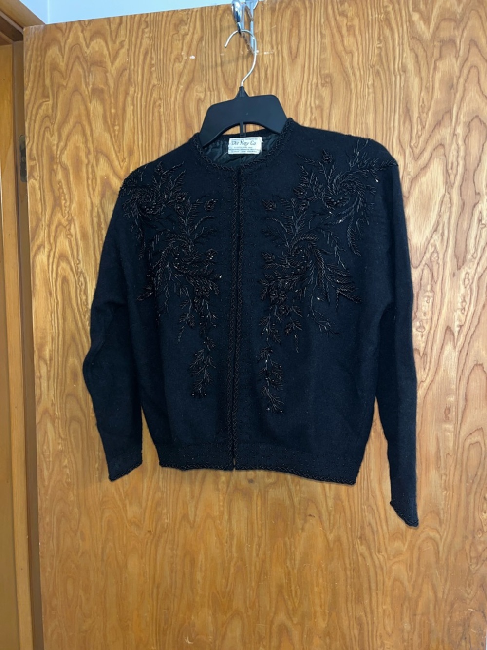 Black Embellished Crewneck Cardigan - Vintage